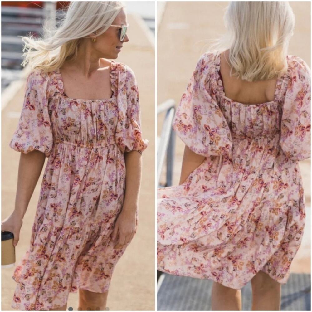 NWT byTiMo Feathe Floral Print Babydoll Dress